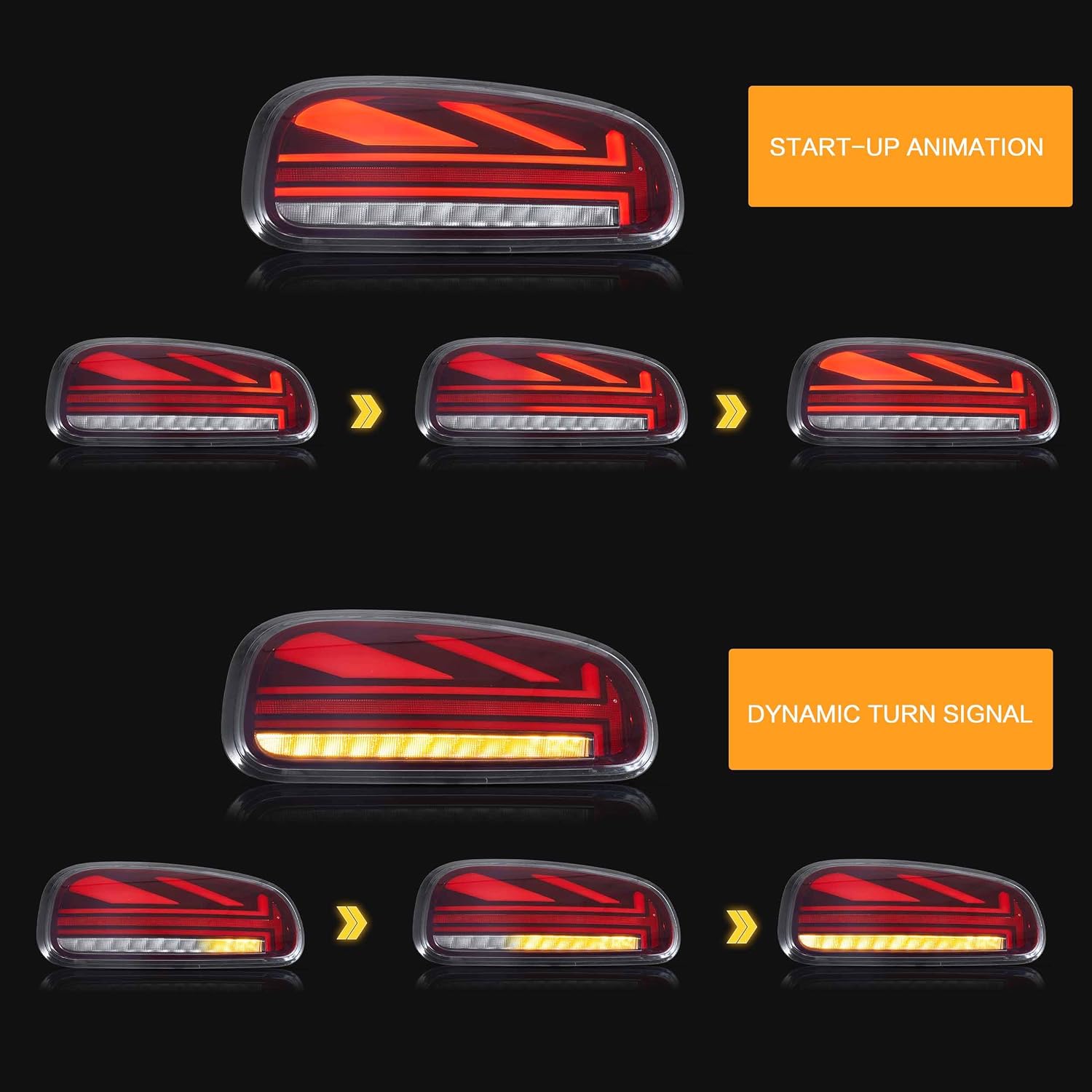VLAND LED Tail Lights Compatible with 2015-2023 BMW Mini Clubman F54 LCL F54 F54N, Rear Lights with Sequential Turn Signal and Startup Animation, Red