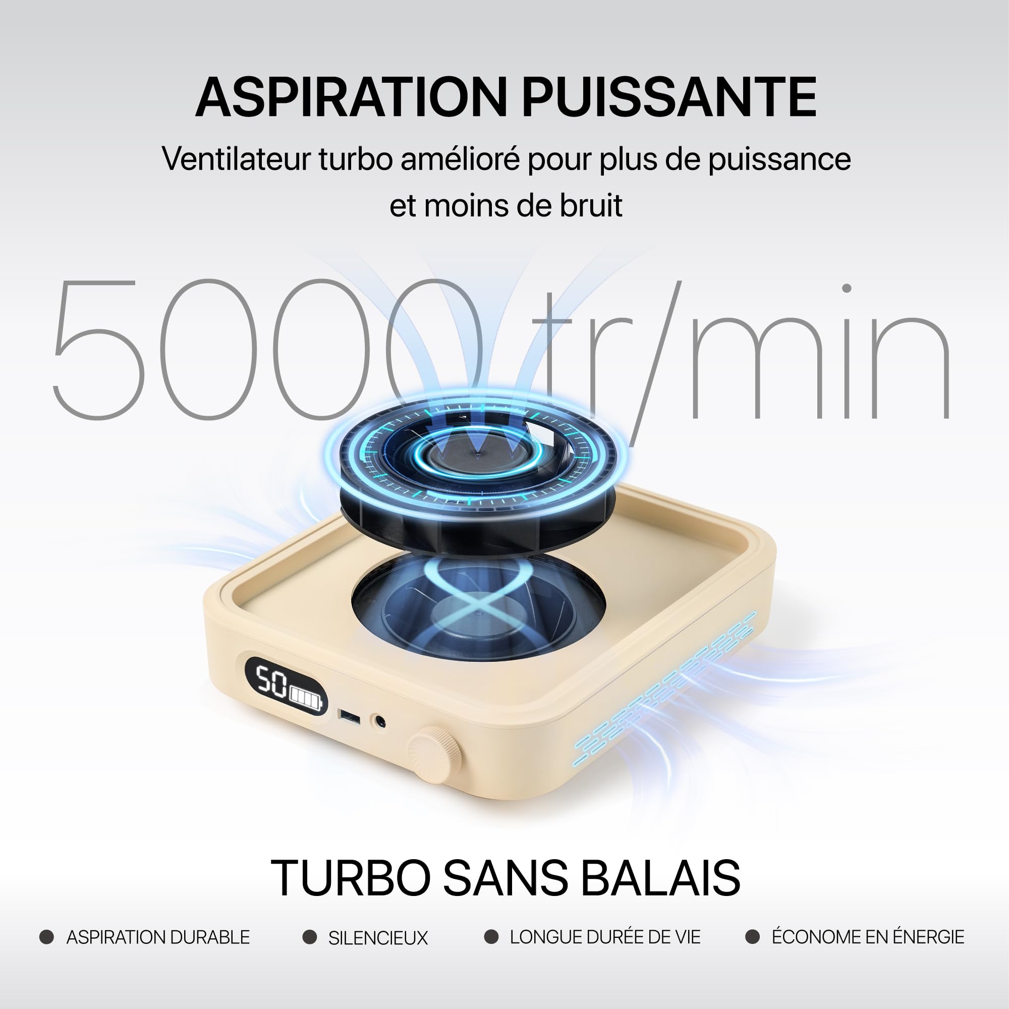 HALMAI Aspirateur à poussière rechargeable sans fil - 800Pa aspiration, moteur sans balais 5000 tr/min, portable pour onglerie (acrylique/gel), filtre HEPA , multi-couleurs (Rose brumeux)
