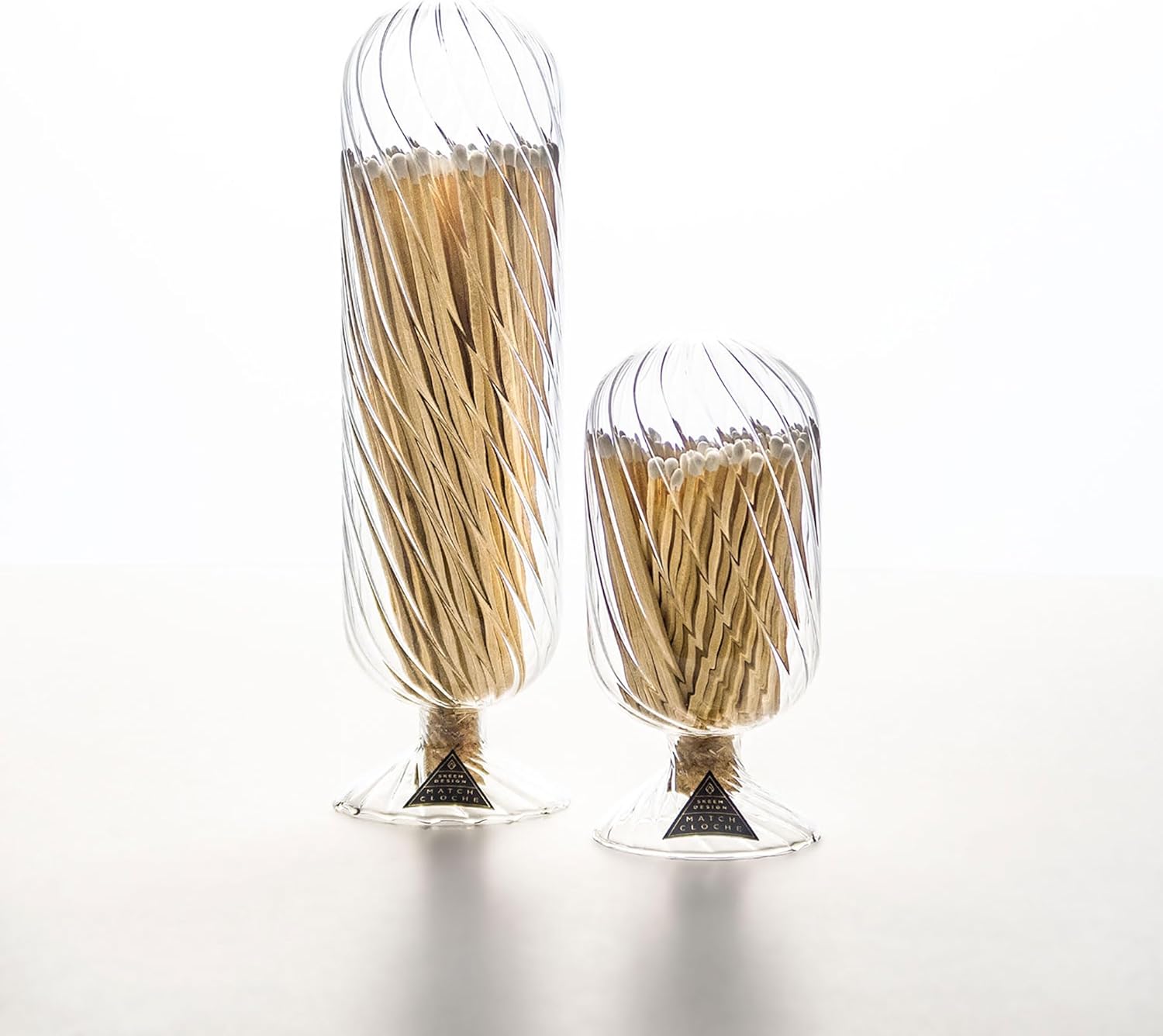 Skeem Helix Match Cloche with Striker - Includes 120 4 Inch White-Tipped Matches - Decorative Matches in a Jar