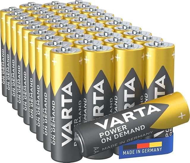 VARTA Power on Demand AA Mignon Batteries (40-pack, economy pack in environmentally-friendly packaging - smart, flexible and powerful - e.g. for computer accessories, Smart Home devices or torches)