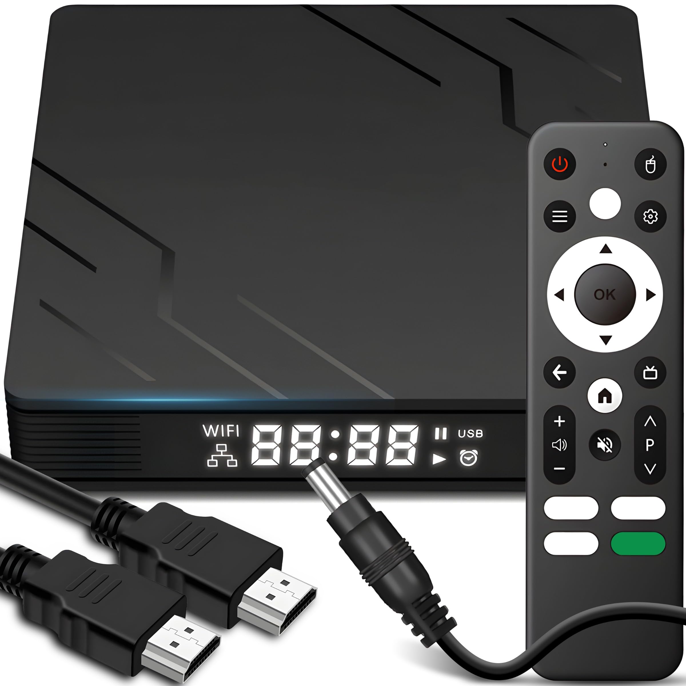 Retoo TV Box Android 13 Smart 4K Bluetooth 5.0 2GB 16GB Soporta Google TV HDMI Doble Banda WiFi Control Remoto Formatos de Vídeo AVI RM Rmvb TS Vob Mkv MOV ISO wmv asf flv DAT MPG mpeg Mp4 Negro