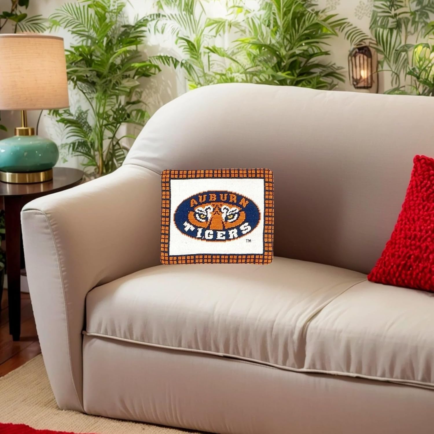 Handmade Wool Needlepoint Throw Pillow Cover 10x12 - Vintage French Country Decorative Cushion Cover for Couch, Bed, and Spring Home Deco