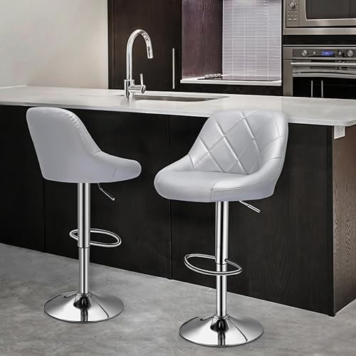 Miniatura 2 de MoNiBloom Taburete para encimera de cocina, Taburetes de bar giratorios ajustables en altura, Taburetes de barra de mostrador de cocina de cuero PU