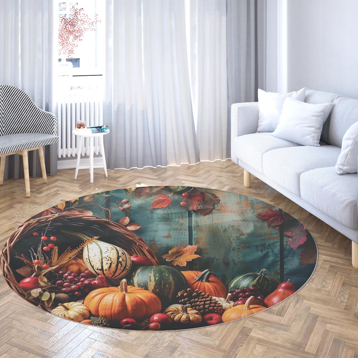 Tapis cercle d'automne de 120 cm pour créer un couloir accueillant