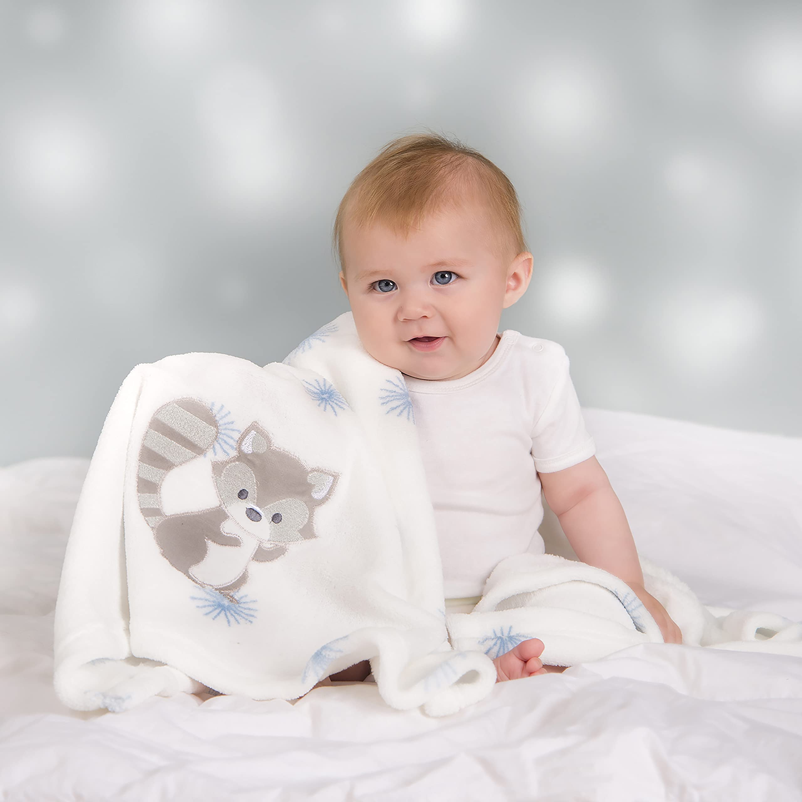 Super Soft Swaddling Blankets (Coral Plush Blanket, Light Blue)