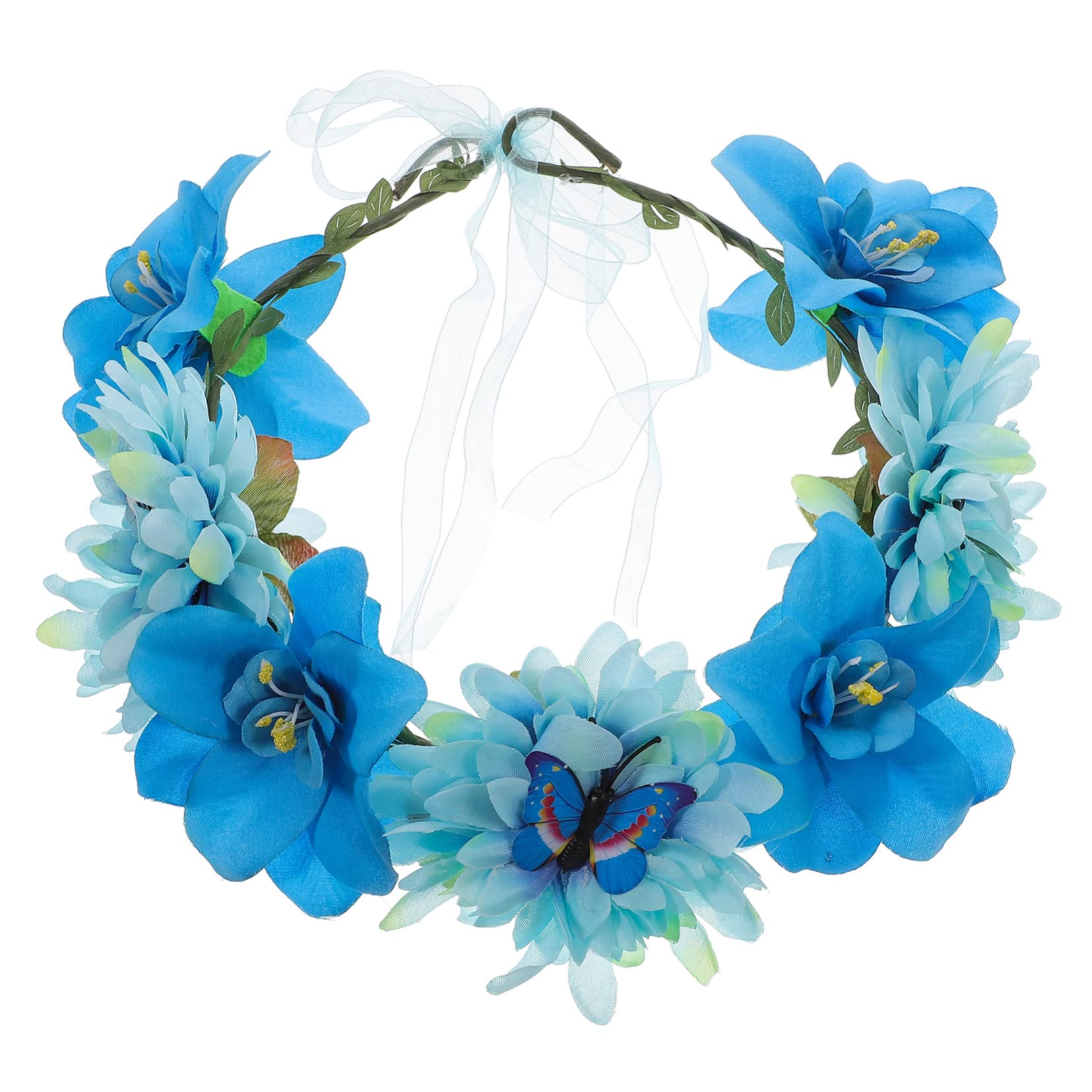 FOMIYES 4piezas Diadema De Flores Artificiales Bohemia Para Novias y Fotografía Adorno Floral Elegante y Romántico Azul