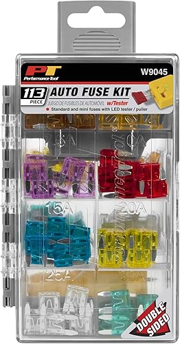 Miniatura 2 de Performance Tool W9045 Surtido de fusibles automotrizmarinos - 112 piezas con probador LED 4 en 1 para fusibles APMMini y APRcuchilla estándar en