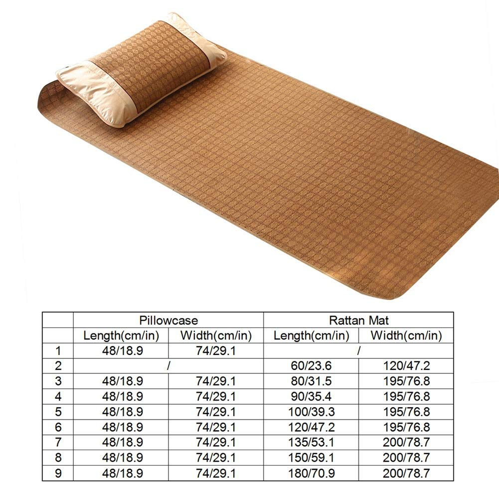 Tefola Tapis de couchage d'été, pliable en rotin doux, tapis de couchage, tapis de couchage en rotin d'été, lit en rotin, literie d'été respirante pour dortoir d'école à la maison
