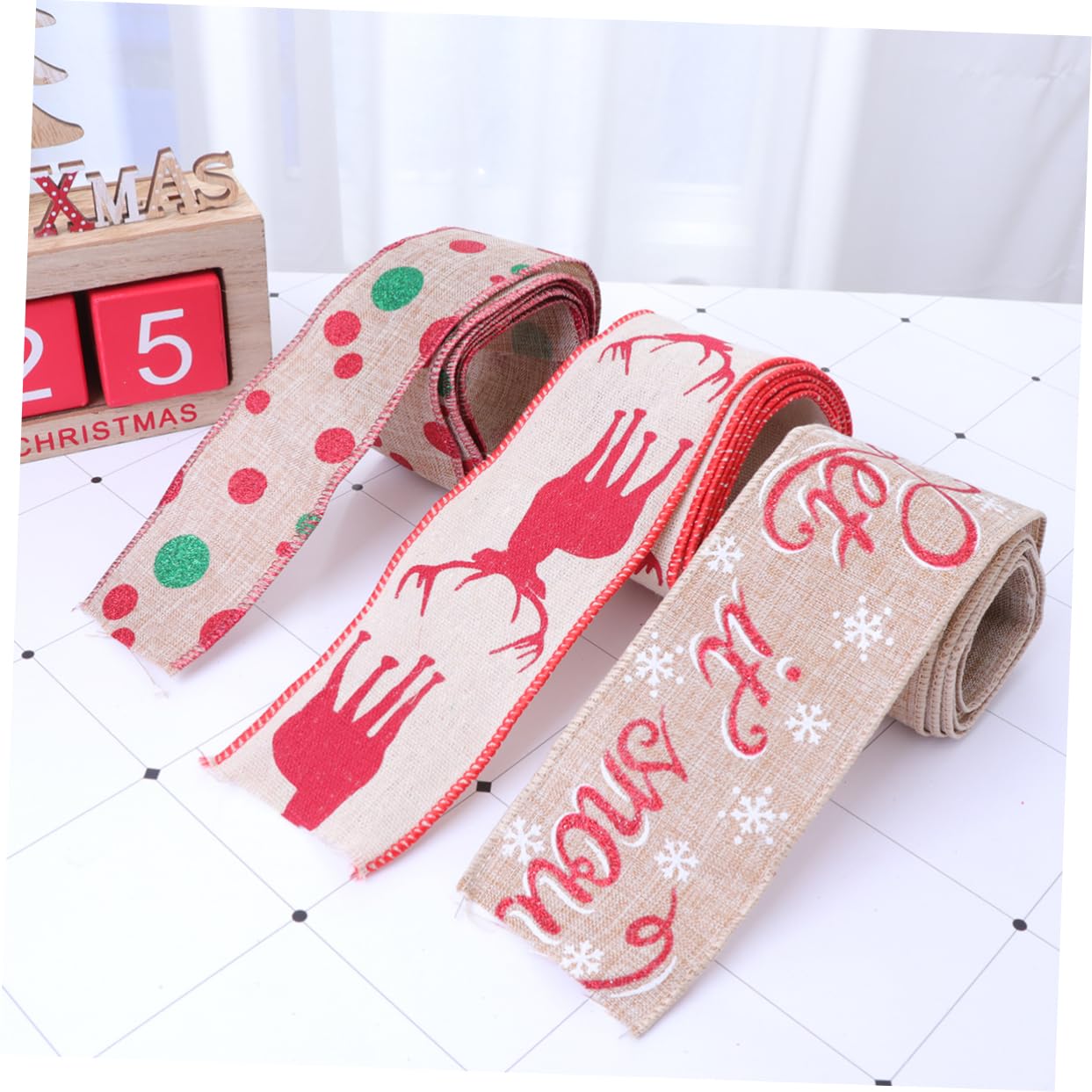Lurrose Bänder Jute 14 Stück Stoffband Schneeflocken Sackleinenband Weihnachts Samtband Krippendekoration Jute Sackleinenband Breit Weihnachtsband Sackleinen Drahtband Hochzeitsschleifen