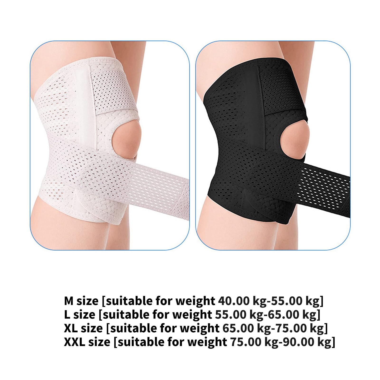 Rodillera ajustable con estabilizadores de resorte, protectores de rótula transpirables para fitness y running