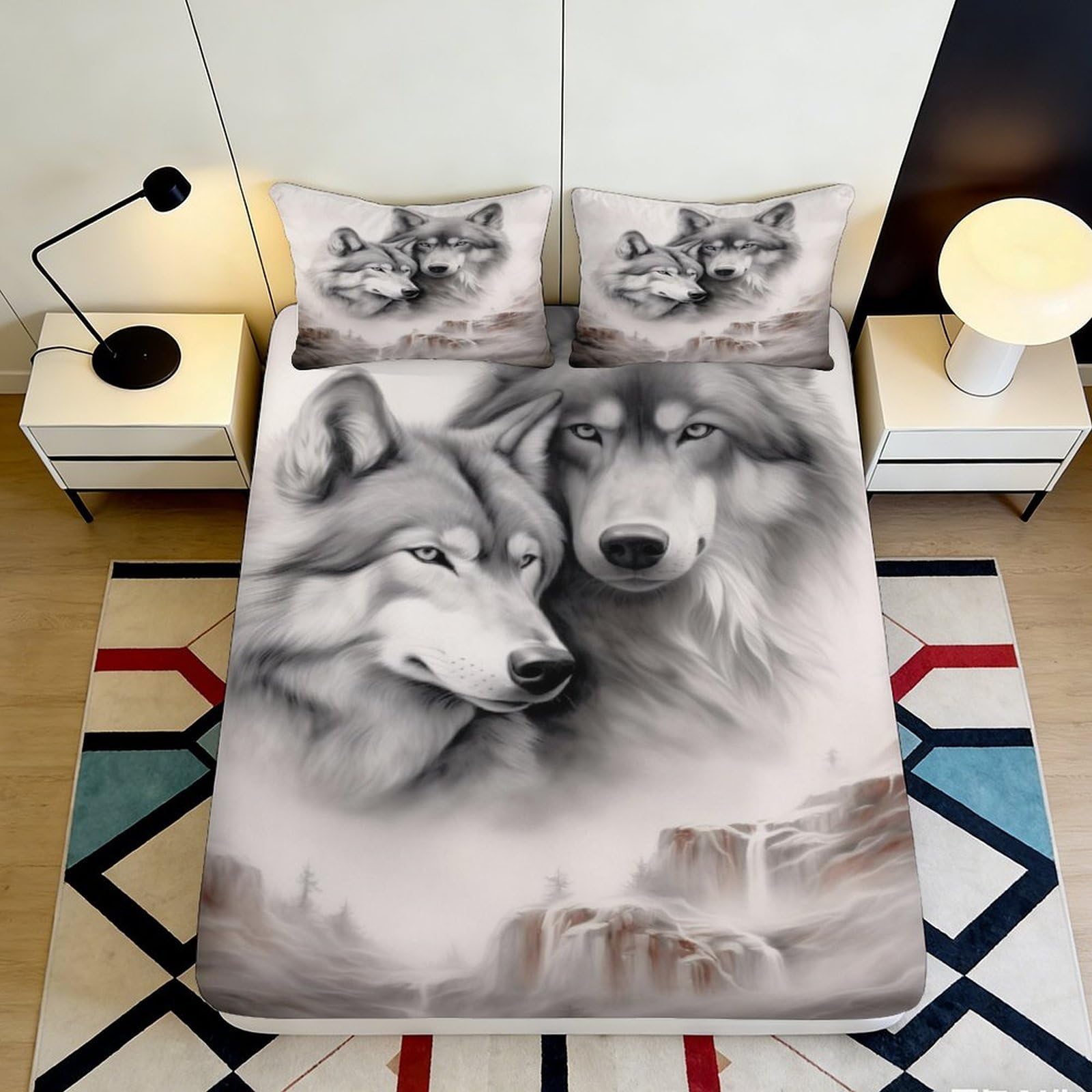 3D Printed Angel Pattern Fitted Sheet Microfiber Deep Pocket Non-Slip Bedding Full Wrap Mattress Fitted Cover 160x200x25cm