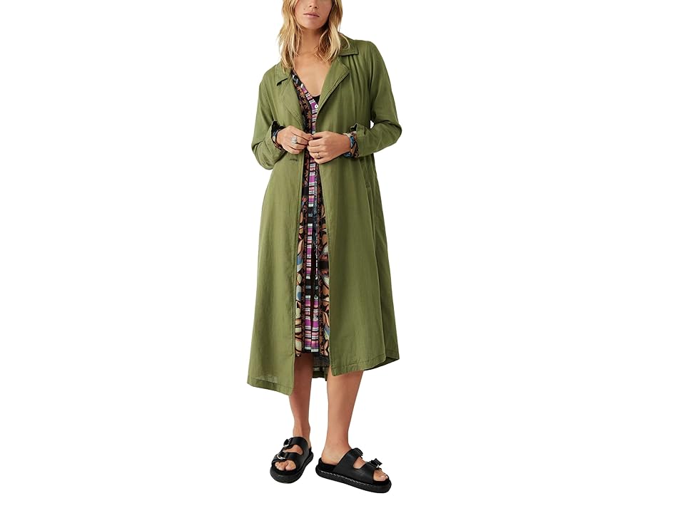 Free People Rae Duster (Washed Olive) Women's Clothing INTERNATIONAL SHIPPING