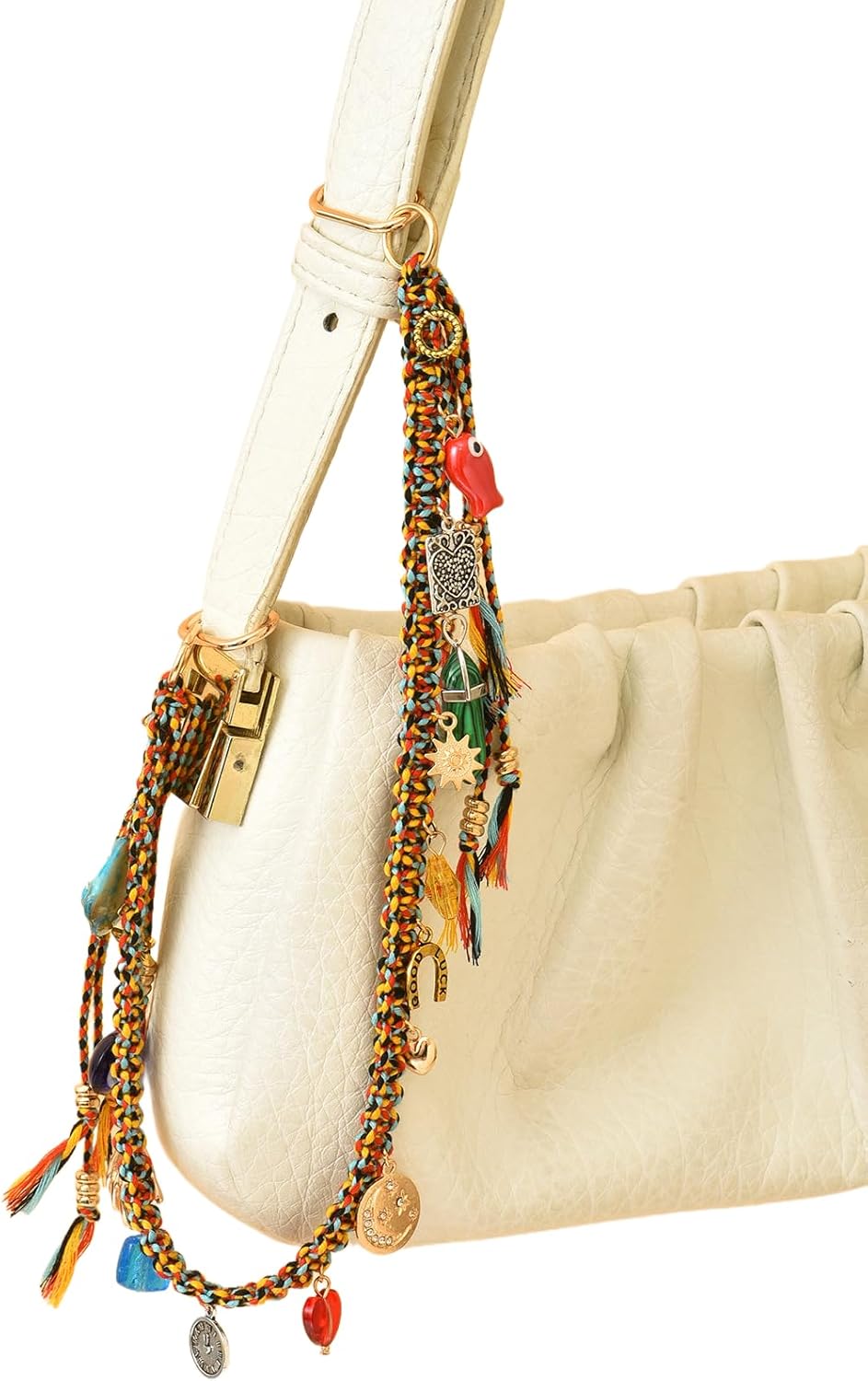 Gold Colorful Bag Charms Beaded Purse Charms For Women's Handbag Tote Crossbody Shoulder Keychain Accessories - Image 8