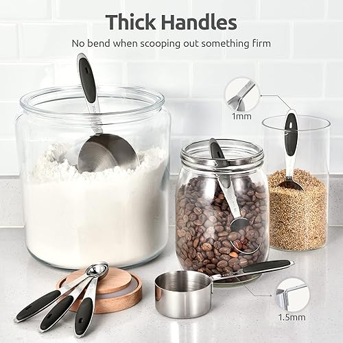 Miniatura 7 de U-Taste - Juego de tazas y cucharas medidoras U-Taste 188 de acero inoxidable 188, 12 piezas apilables de metal, juego de medidas para cocina,