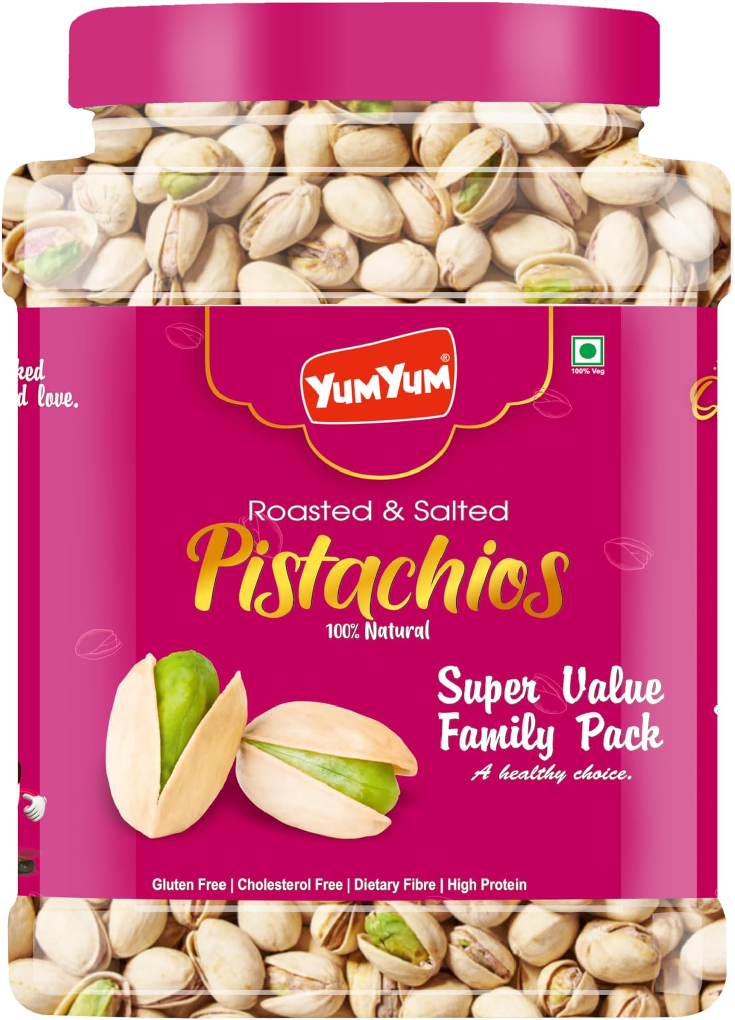 Pistachios Roasted & Salted, Pista, 1kg Jar, Rich In Protein, Phosphorus, & Dietary Fibre, Premium Nuts & Dry Fruits, Crunchy & Delicious Healthy Snack