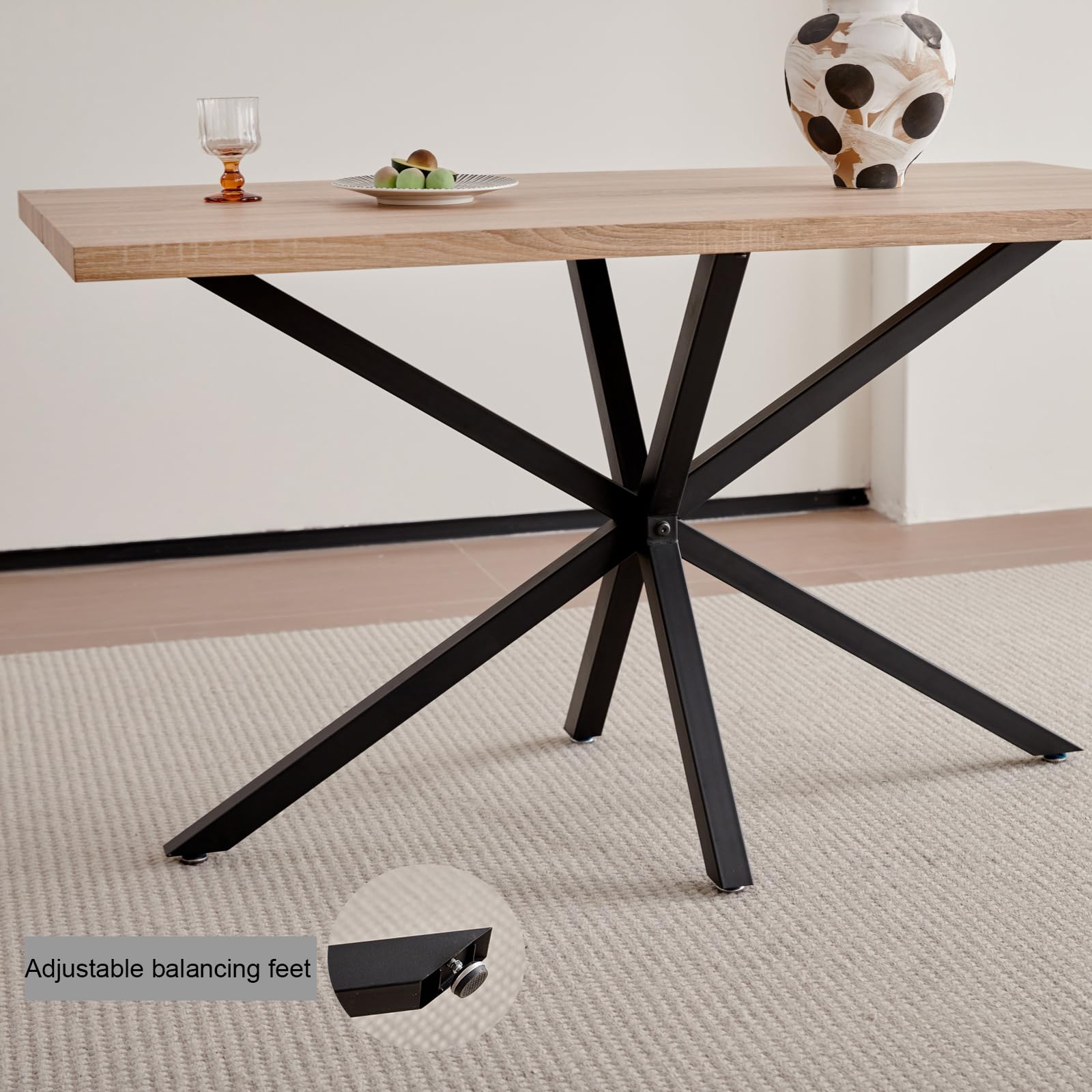 Conjunto de Mesa y Sillas de Comedor: Mesa Rectangular de 140 cm y 4 Sillas Tapizadas, Ideal para Comedor, Cocina y Salón - Color Claro + Gris Oscuro