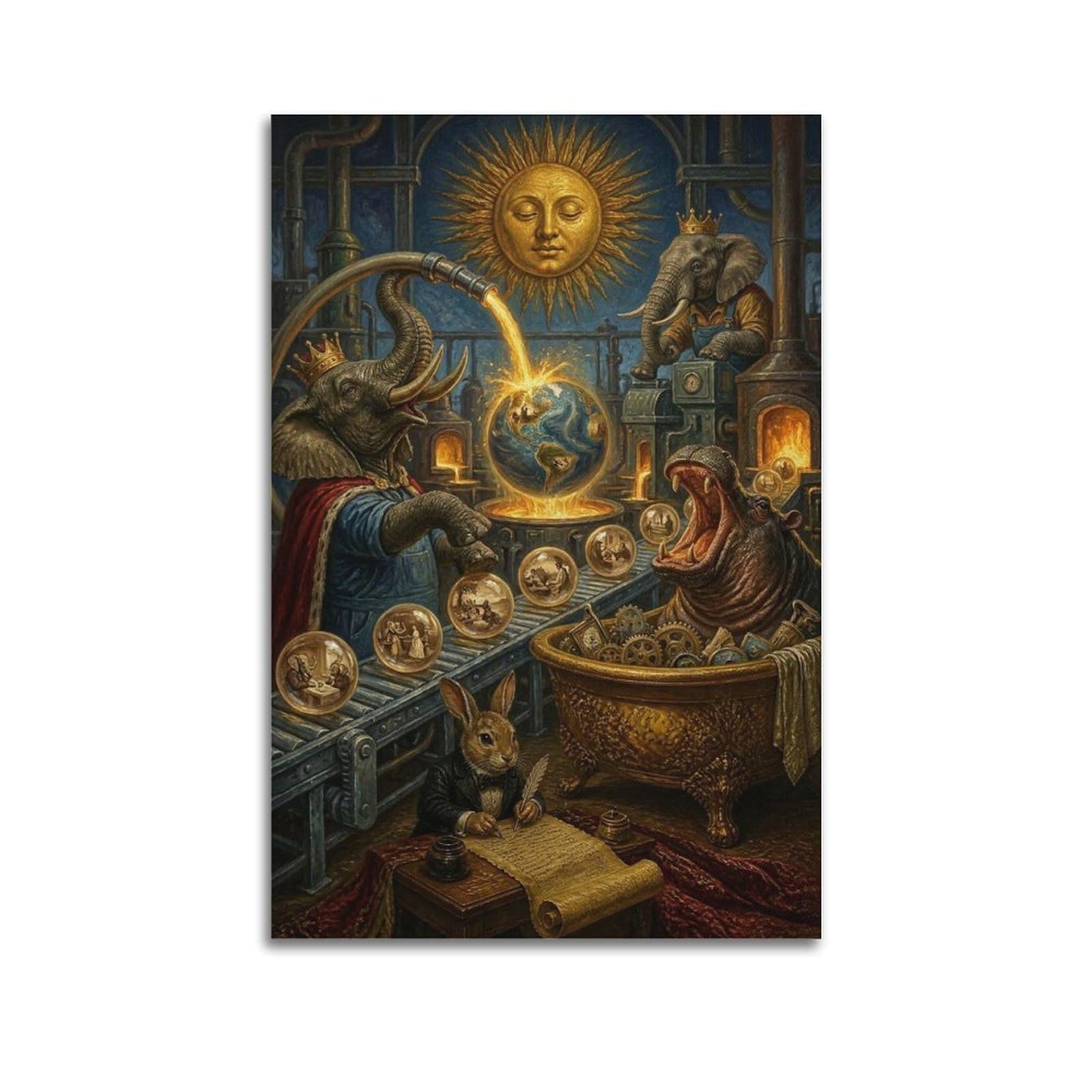 XKUGA Surreal Vintage Animal Poster Goat Memory Machine Satire Modern Decorative Canvas Prints - Ideal Wall Art for Family, Man Cave, Game Room, Boys & Girls Bedroom 20x30inch(50x75cm)