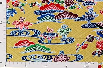 沖縄 琉球 やちむん 水差し 松竹梅柄 Amazon | 和柄 生地 紅型 びんがた 流水に松竹梅 (花葉色) 50cm