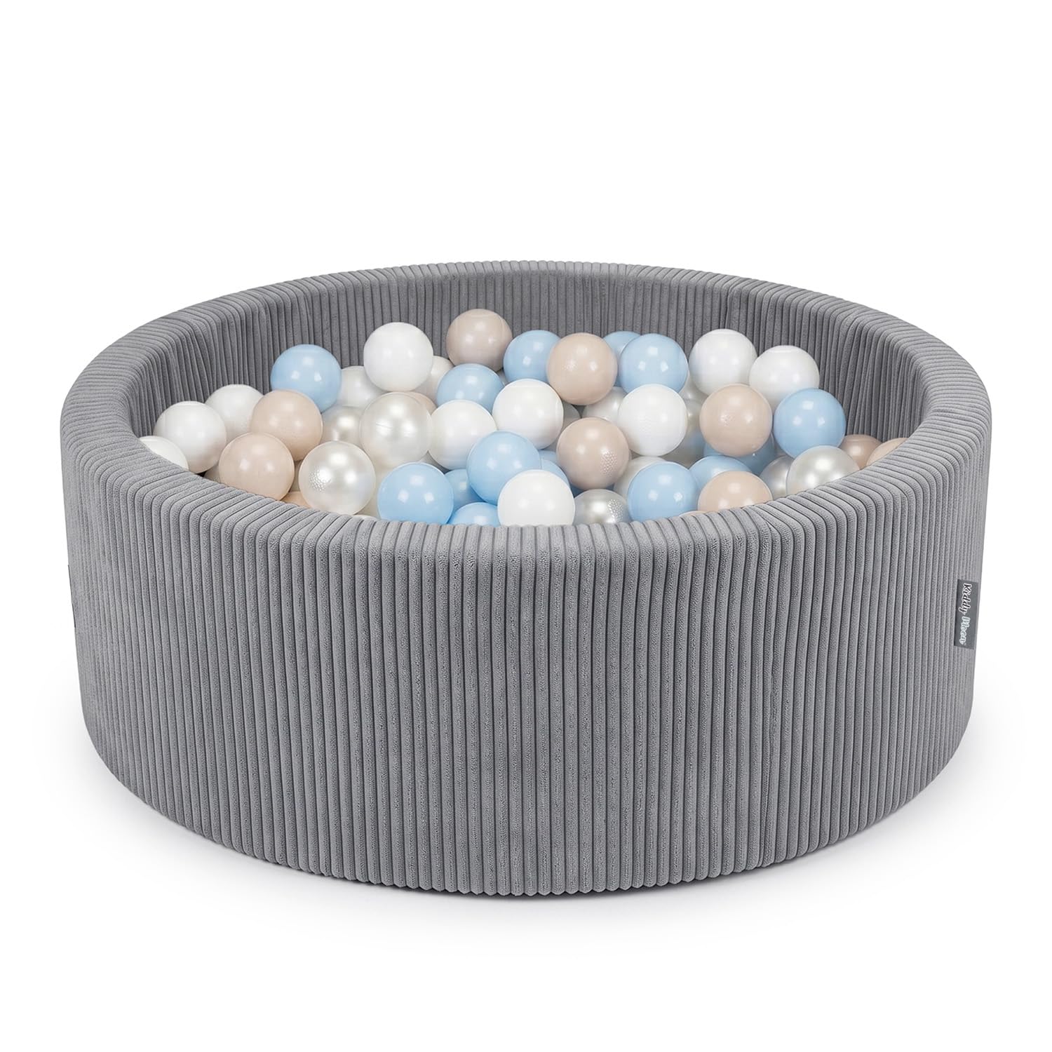 KiddyMoon Ball Pit For Baby And Toddler, Soft Play Ball Pit, 90 X 30 Cm With 200 Balls, Soft Foam Ball Pool, Ribbed Washable Cover