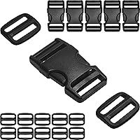 Vista 1 de Buckles for 1" Straps: 6 set Side Release Buckle and 12 pcs Tri-Glide Sliders Fit 1 inch (25 mm) Wide Nylon Webbing, Plastic Snap Clip Quick
