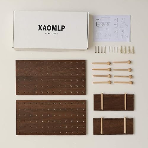 Miniatura 7 de Tablero perforado XAOMLP de madera con ganchos para pared, repisa para organizar, almacenar y decorar, 15.2 x 7.6 pulgadas, 2 unidades