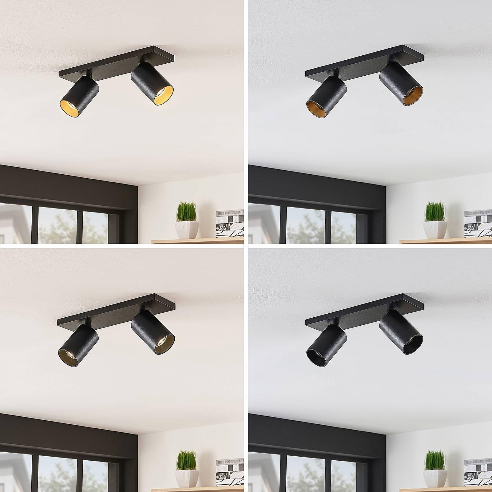 Arcchio Spot Brinja à intensité variable (Moderne) en Noir Aluminium e. a. pour Couloir (à 2 lampes, GU10) Lampe encastrable plafonnier applique