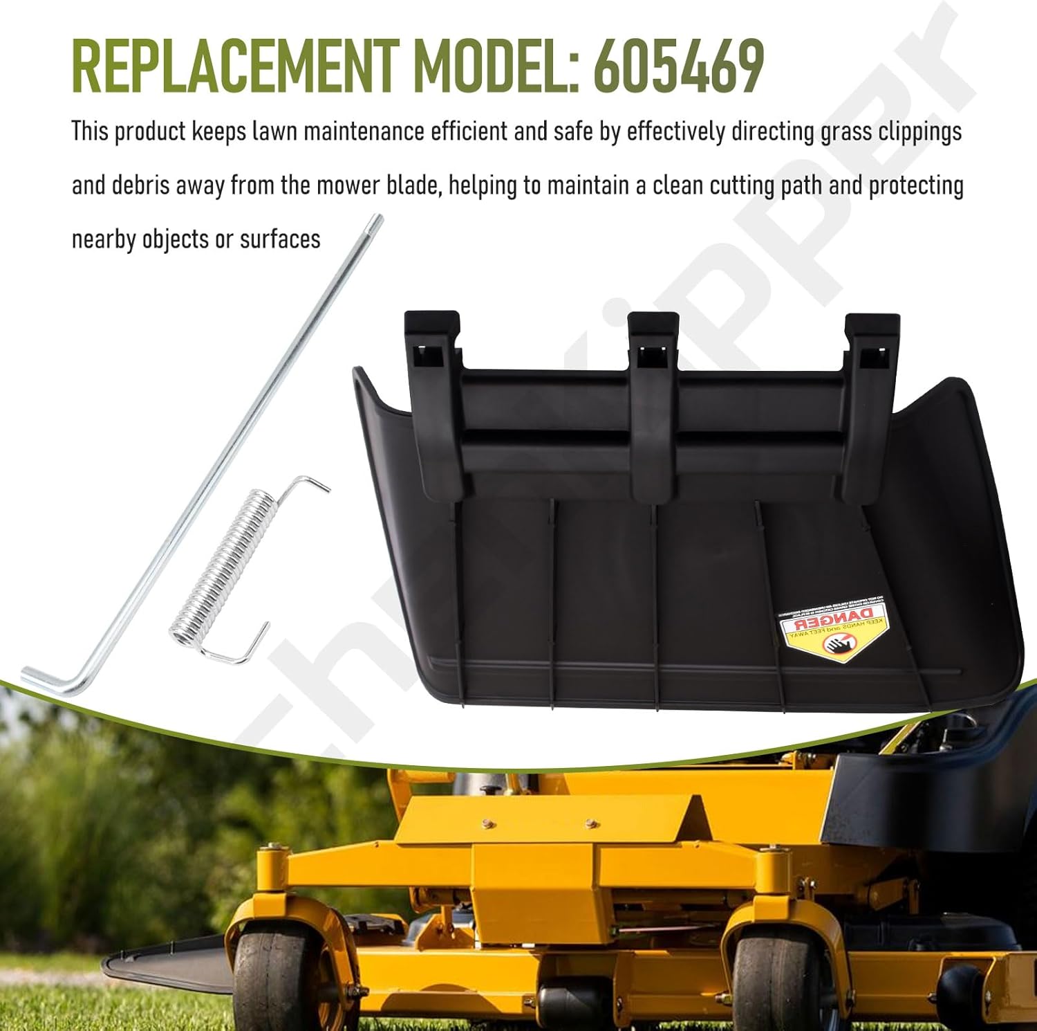 KitchenKipper 605469 Mower Discharge Deflector Chute for Hustler Raptor XDX and Fastrak mowers