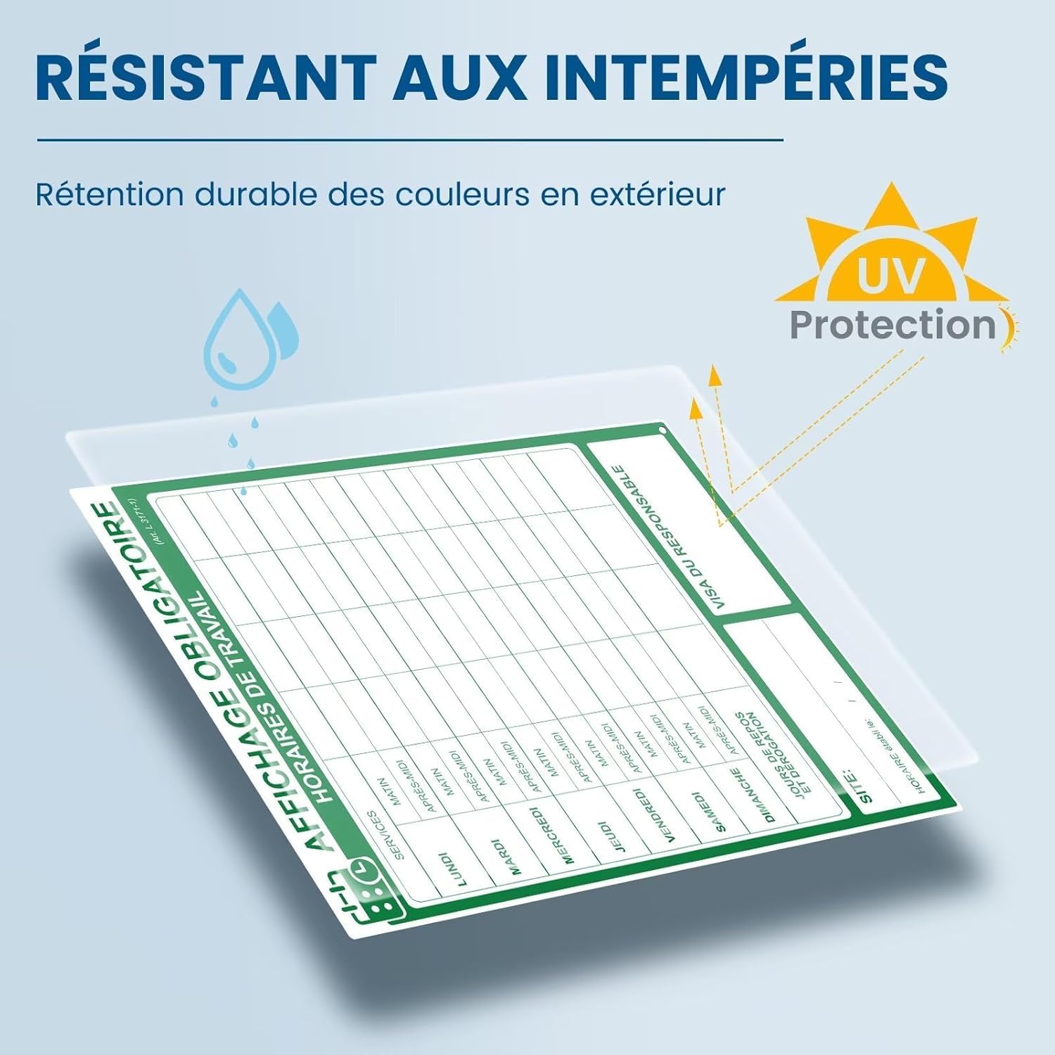 affichage obligatoire entreprise 2026 – Kit 9 Panneaux en PVC Rigide – Surface Brillante Effaçable – Impression UV Haute Définition – Adhésif Intégré et Trous de Fixation Inclus