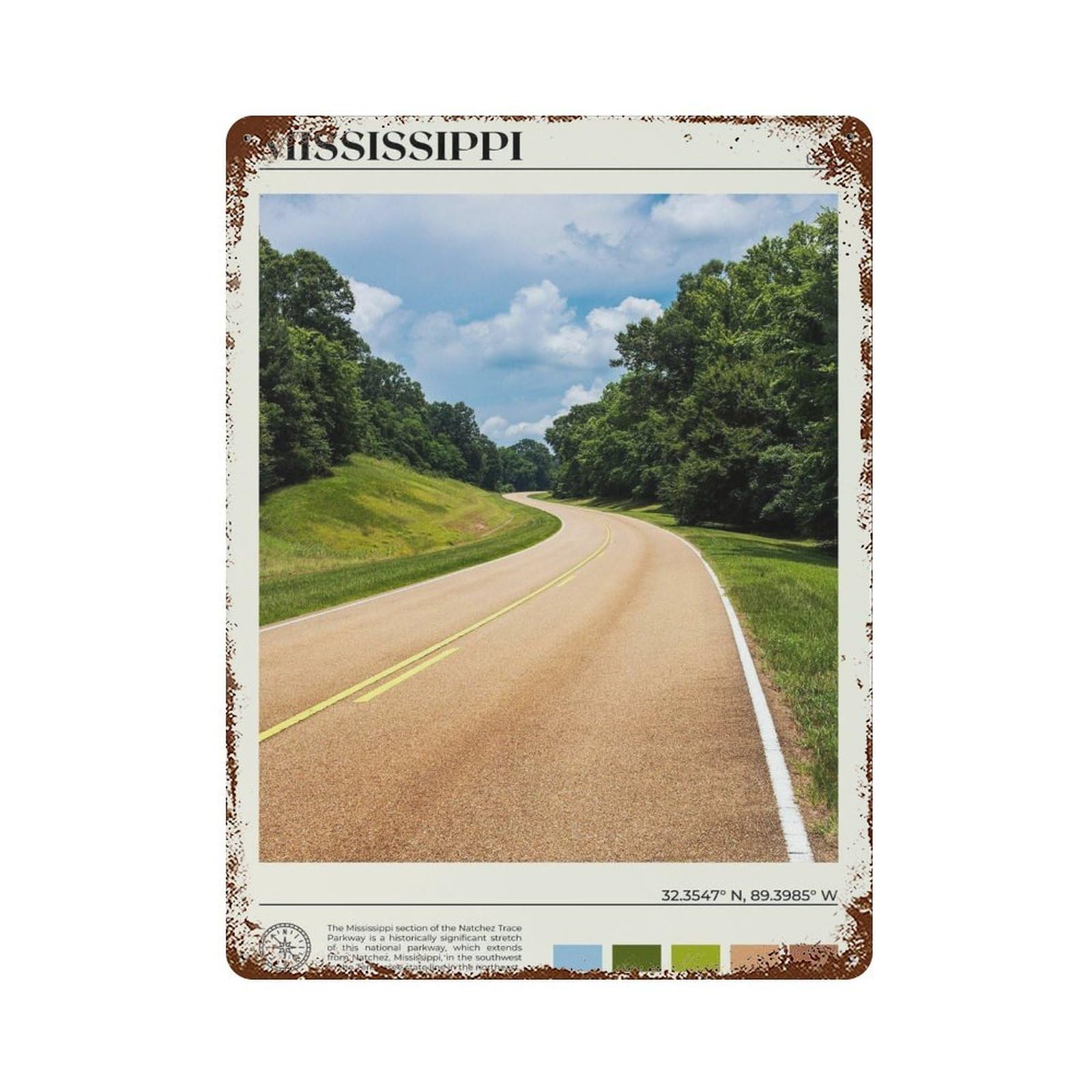 xiaoxiaoshen Real Photo Mississippi Decor Wall Decor Art Metal Tin Poster Modern Home Decor Art Home Bar Shop Decorations Vintage Sign 40x30cm
