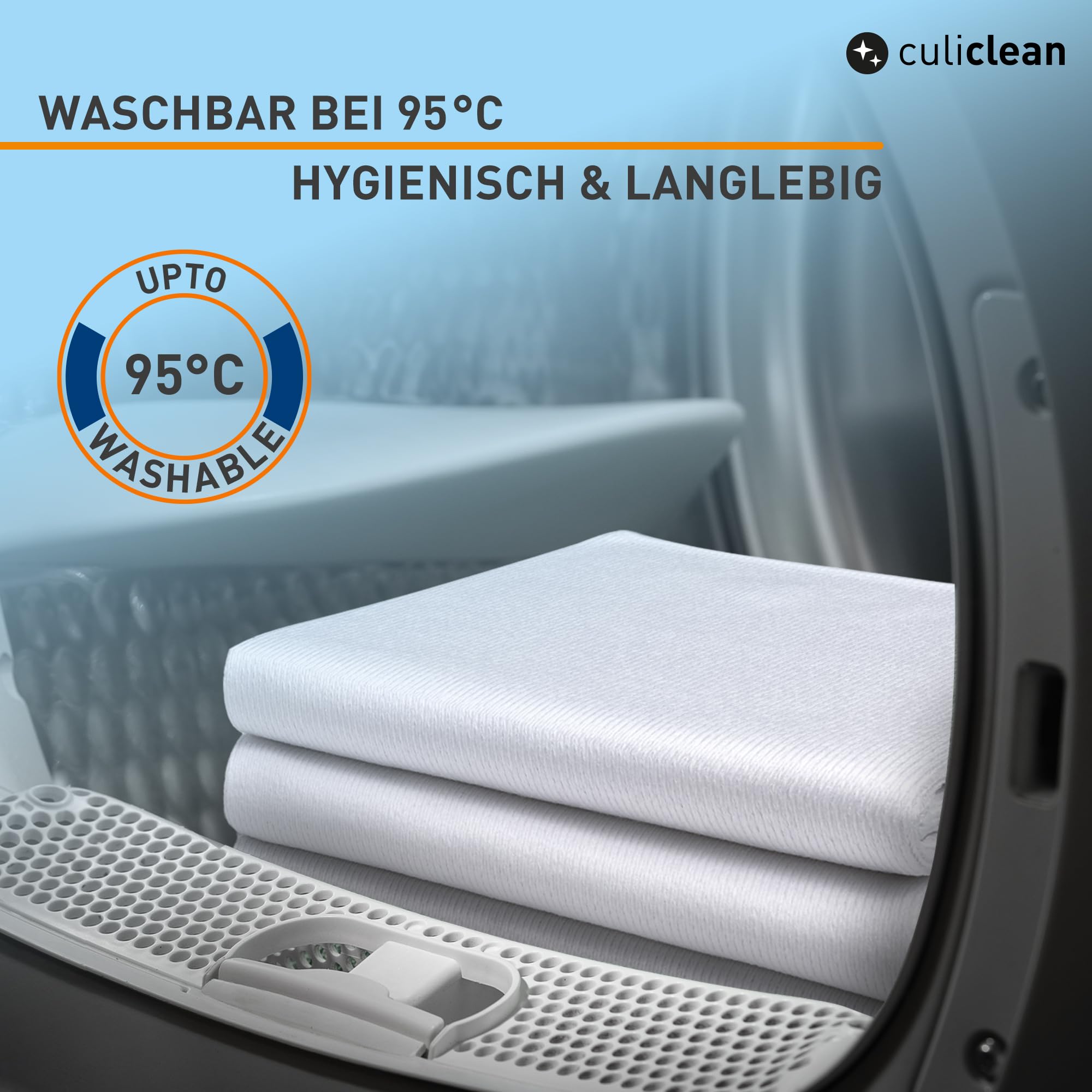 culiclean Mikrofasertücher Auto – extrem saugfähig, Weiß, 50x70, 20x | Microfasertücher, Putztücher, Küchentücher, bis 95°C kochfest waschbar, trocknergeeignet