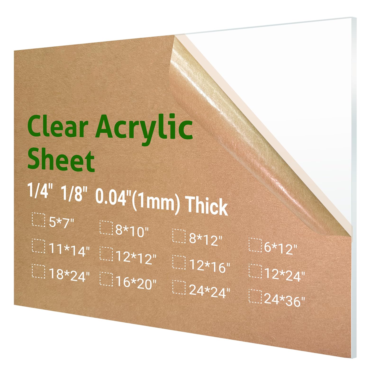 1 Pieces 24 x 36” Clear Acrylic Sheet Plexiglass - 1/4” (6mm) Thick, Use for Craft Projects, Signs, DIY Projects and More; Cut with Saw or Hand Tools, No Laser Cut