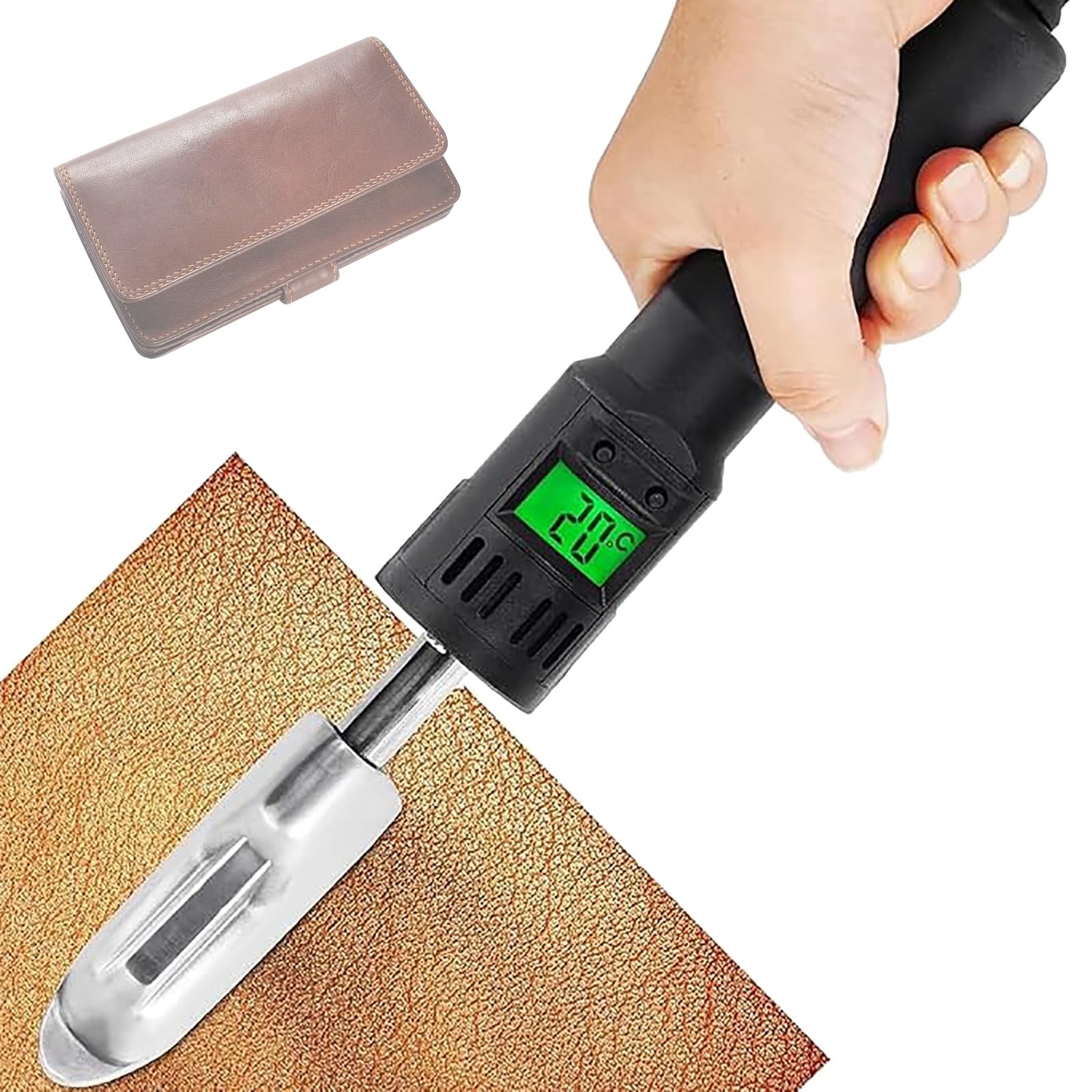 80-W-Mini-Lederbügeleisen mit Digitalanzeige, elektrische Hand-Heißpresse zur Faltenentfernung, Temperaturregelung von 50–300 °C und 10 Sekunden Aufheizzeit, ideal für Lederhandwerker