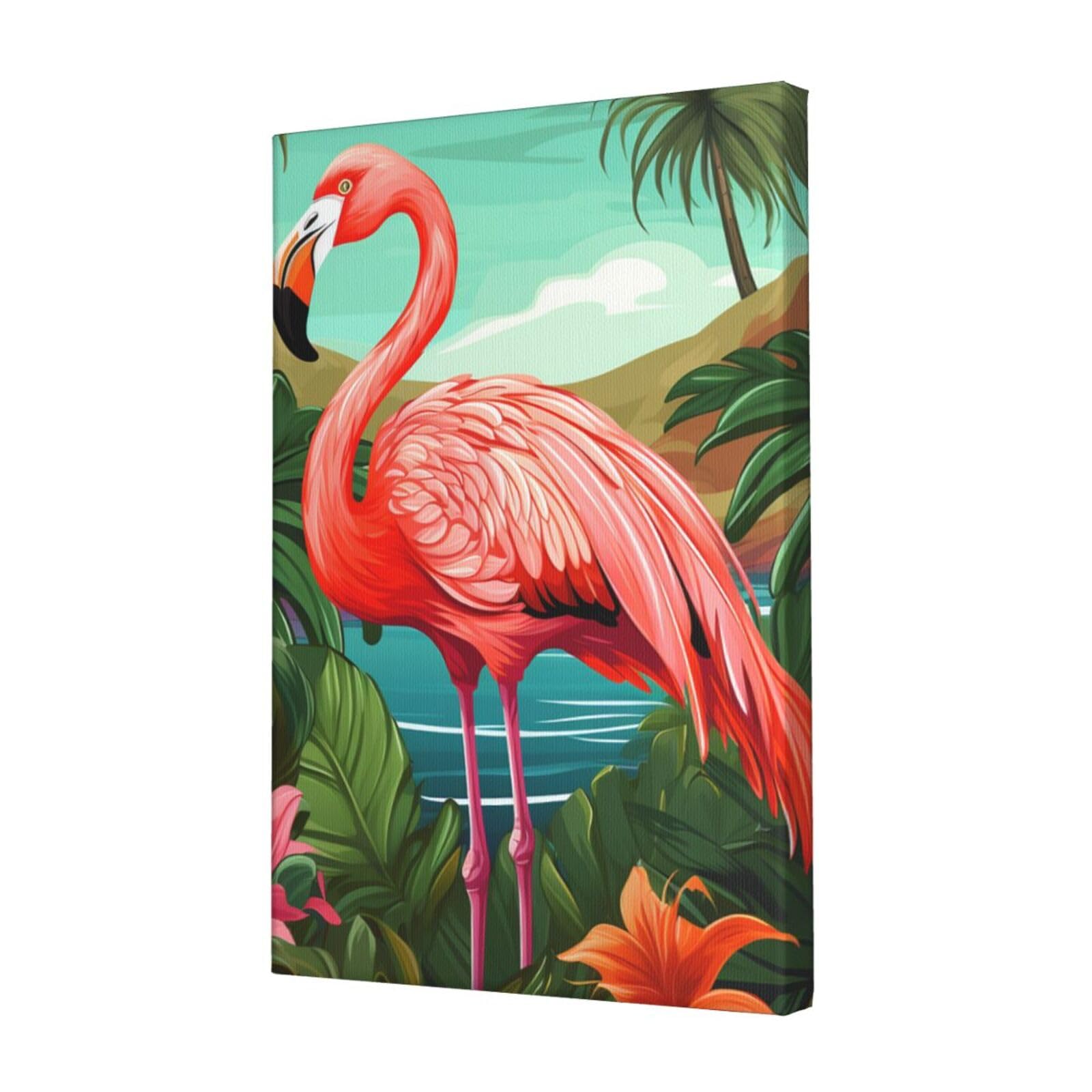 Tableau flamant rose tropical idéal pour décorer petit mur - 8