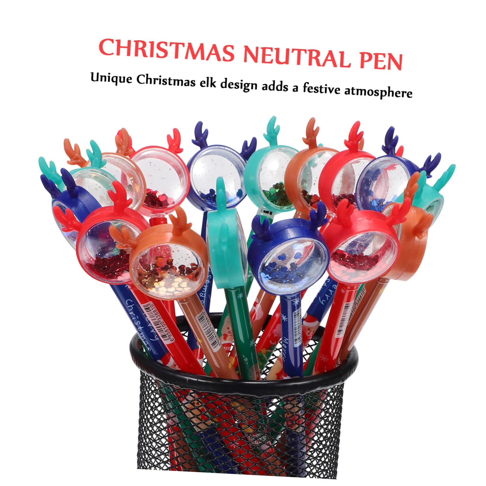 ERINGOGO 36 Pièces Stylos Gel Thème Noël avec Toppers Renne Adorables Stylos Écriture Lisse pour Bureau École Créatif