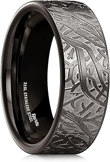 316L Stainless Steel Wedding Band for Men Women- Celtic Knots and Nature Style Design Wedding Ring in Multicolor Available Comfort Fit Size 7-14