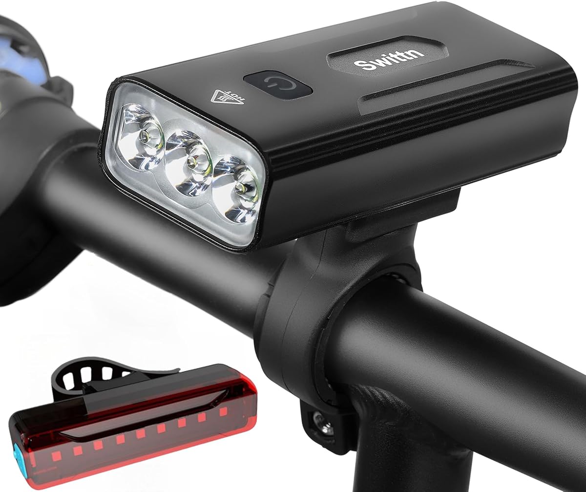 3000 Lumen Super Bright Bike Lights,5200mAh Runtime 10+ Hours,Rechargeable Bicycle Lights Front and Back for Night Riding,5 Light Modes,Easy to Install for Men Women Kids Road Mountain Cycling