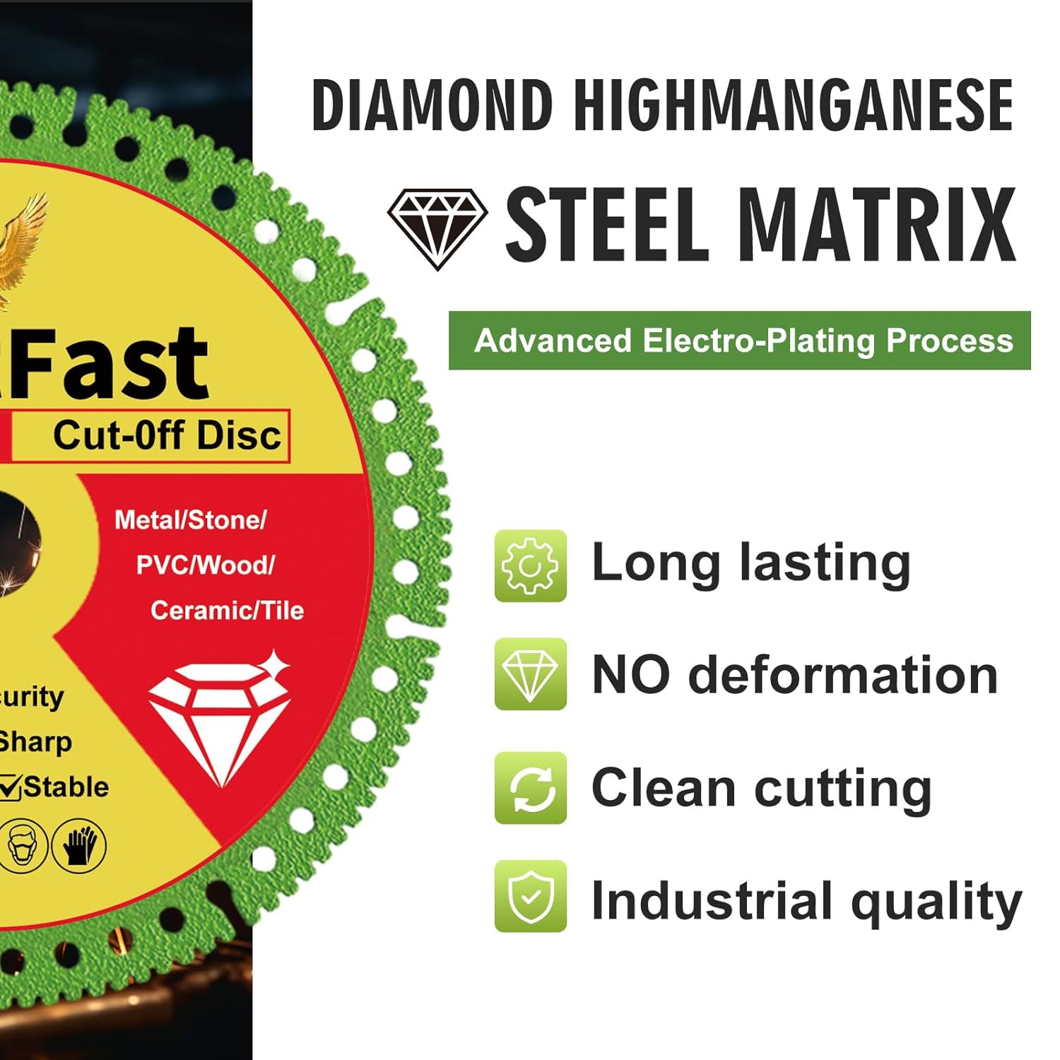 FixltFast 4 1/2 x 7/8 Inch Indestructible Multi-Material Diamond Cut Off Disc for Angle Grinders,Marble/Quartz/Stone/Tile/Metal/Plastic with 5/8" and 4/5" Washer - 3 Pack - Image 2