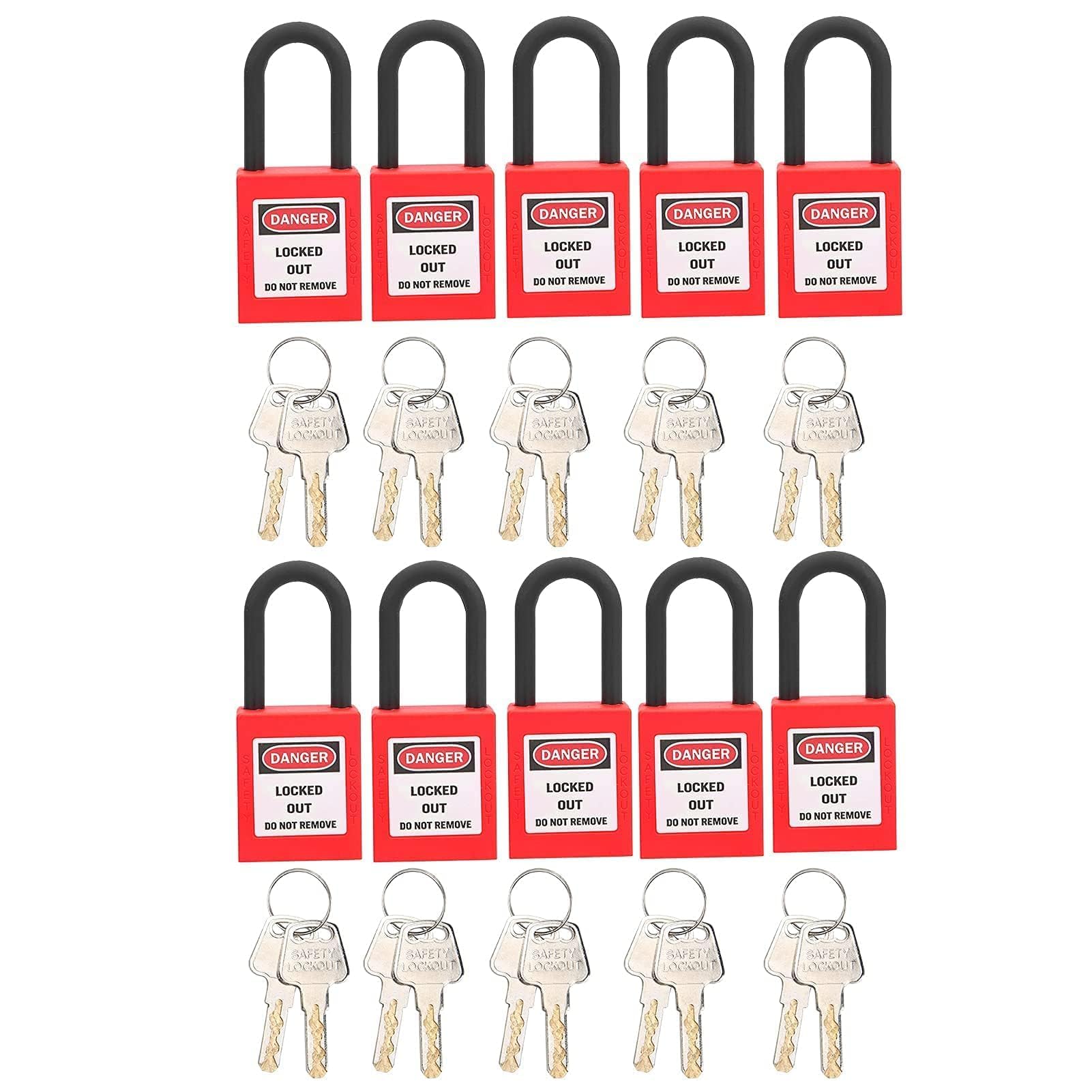 Lockout Lock 38mm, 10 Set Lockout Tagout Lucchetto Strumento di Sicurezza Lucchetti di Sicurezza Elettrica per Fabbriche (Rosso)
