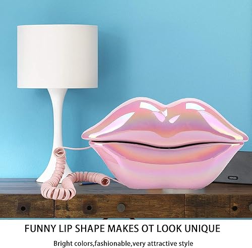Miniatura 6 de Advanced Home Telephone, Wired Novelty Cute Sexy Lip Phone, Wire Phone Home Decoration for Home Hotel Office Decor Gift (Electroplated Pink)