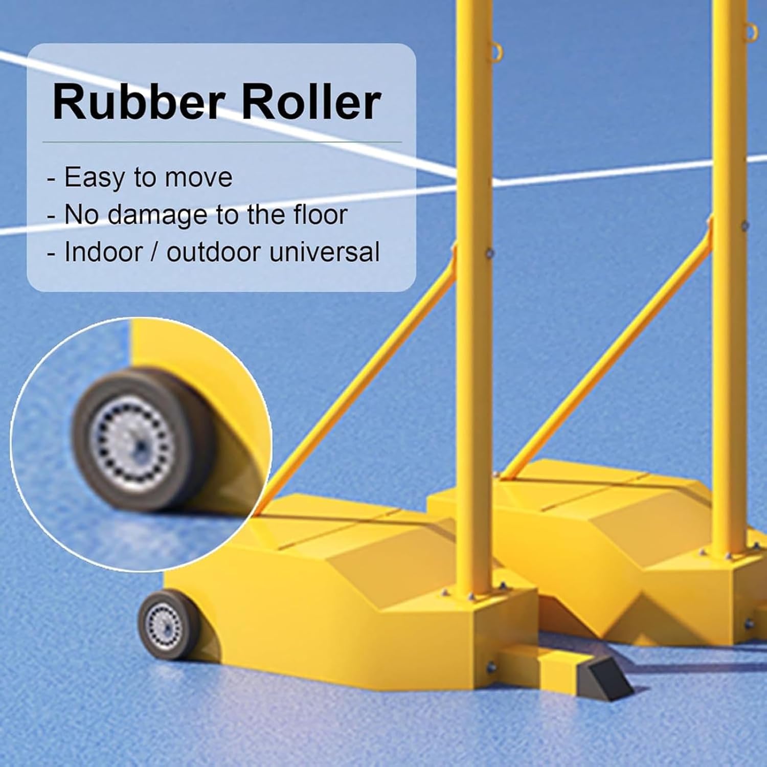 Volleyball/Badminton Poles,Badminton net Bracket Mobile net Badminton net Frame with Wheel & Stable Base Indoor & Outdoor Use