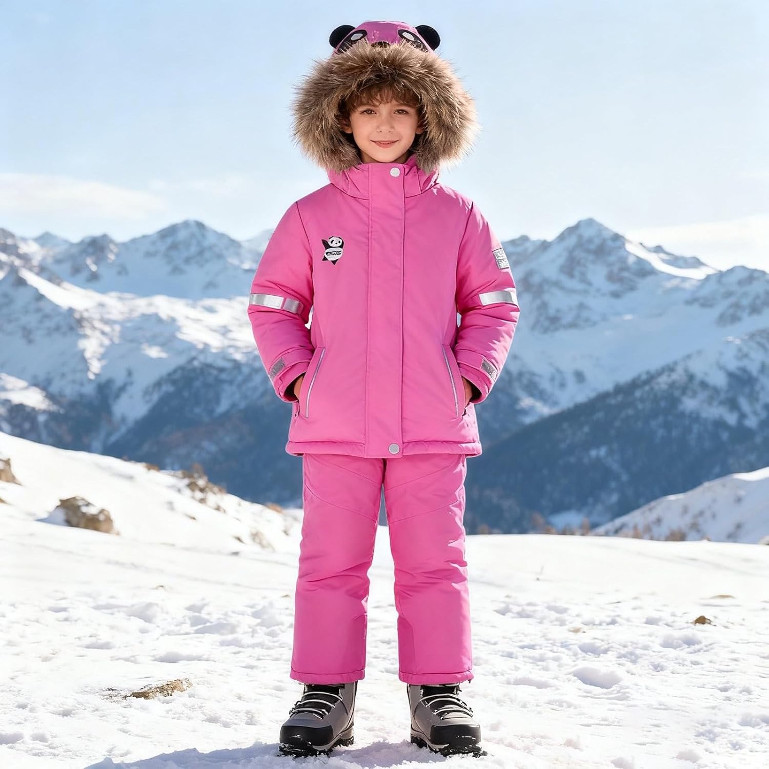 Boys Girls Insulated Snowsuit 2 Piece Ski Outfits Toddler Winter Jacket and Snow Pants Bib Overalls Set Snow Suit Windproof