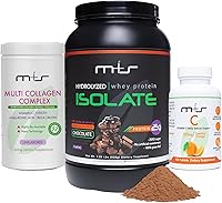 Vista 1 de M+S Aislado de proteína de suero hidrolizado (chocolate) + vitamina C + complejo de colágeno múltiple – Péptidos de colágeno hidrolizados