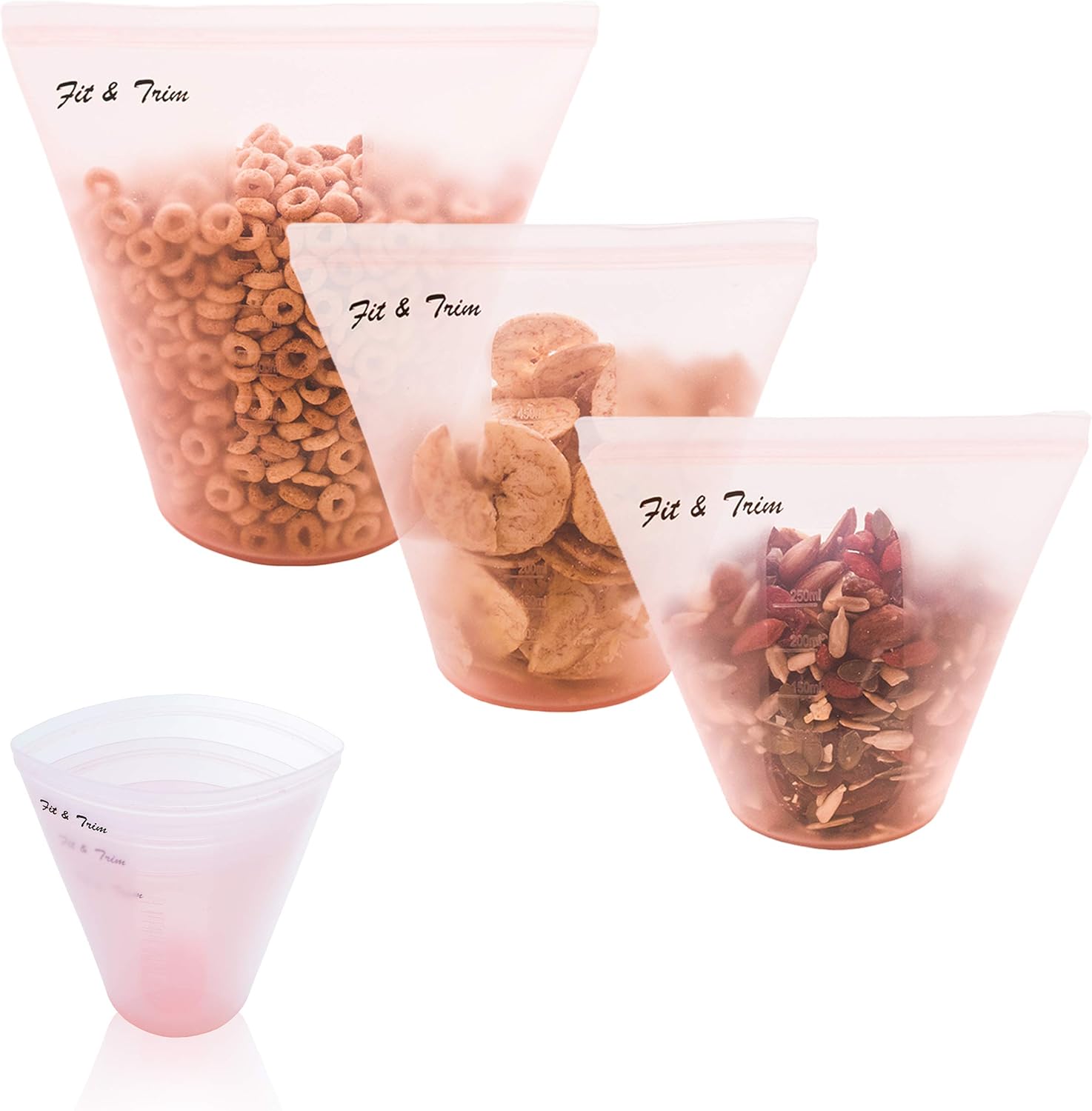 Reusable Silicone Bags, (3 pack) Sandwich Bags Dishwasher Safe, Ziplock for Food