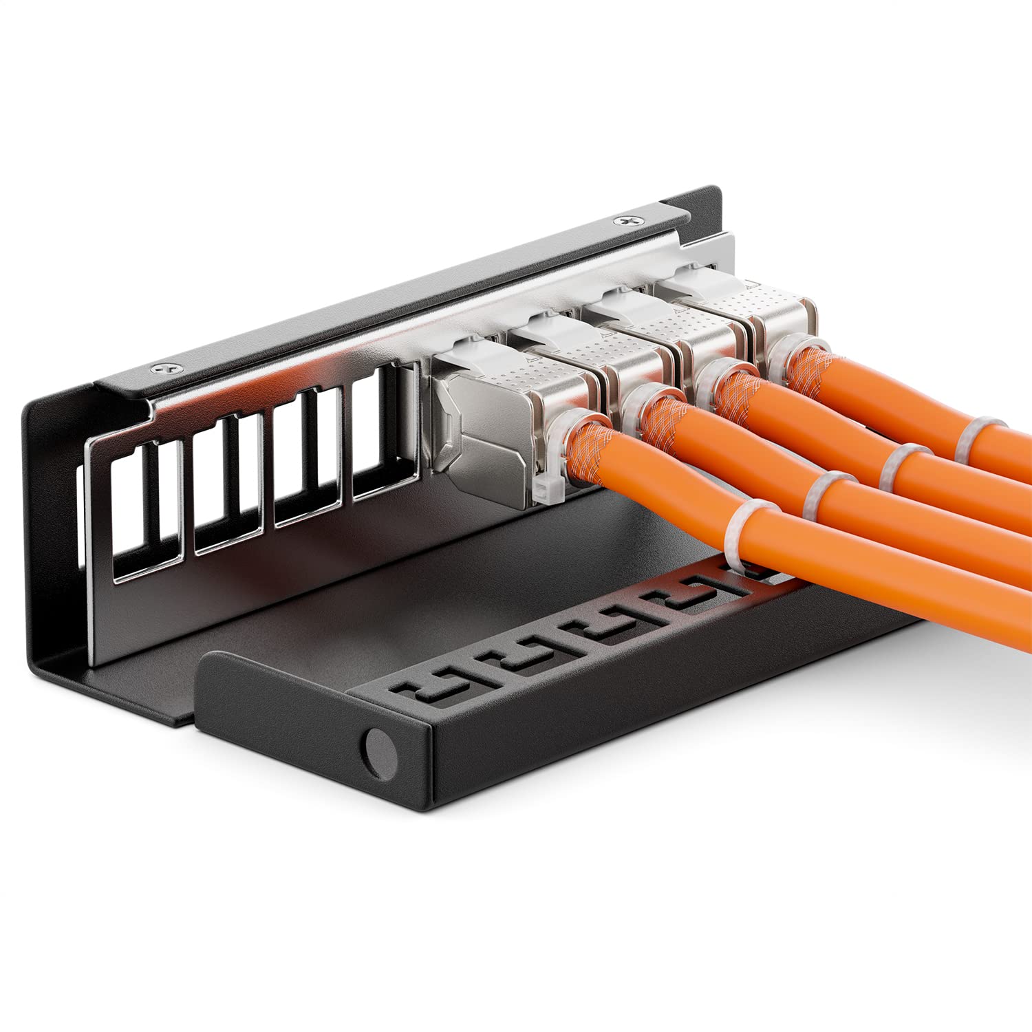 deleyCON Boîtier de Brassage 8 Ports 1U pour Module Keystone 14,9 mm x 17 mm avec p.ex. Prise RJ45 Prise Coaxiale BNC Prise F Prise d'Antenne RJ-11 Cinch Jack USB Toslink PS2 HDMI - Noir