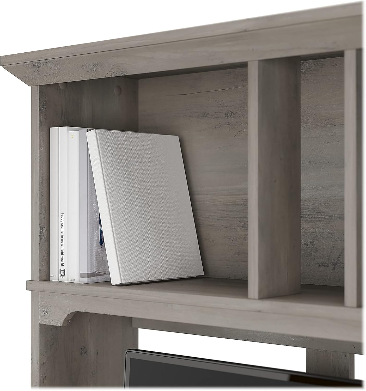Bush Home Salinas 60W Hutch for L Shaped Desk in Driftwood Gray