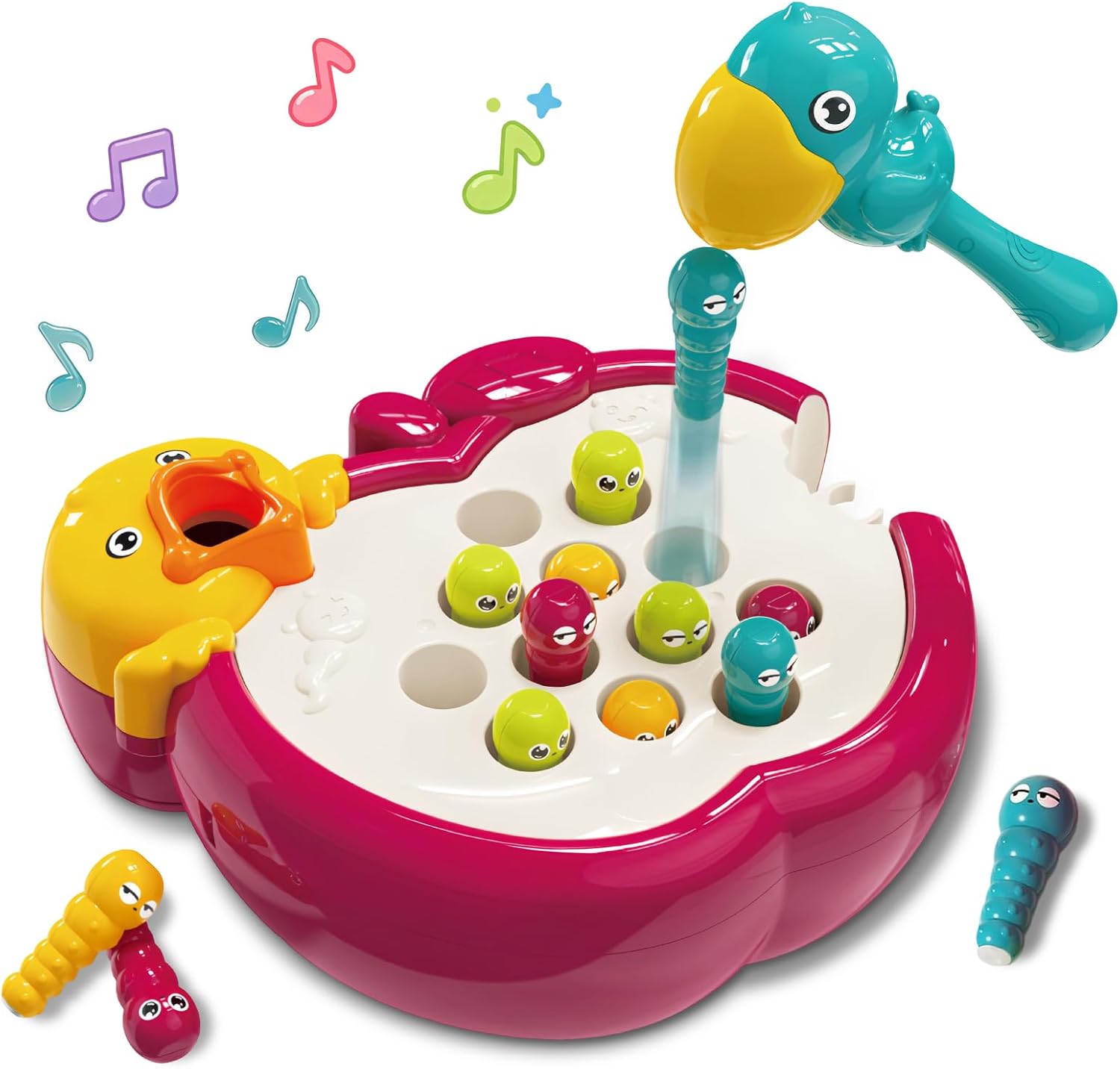 Magnetic Bird Feeding Game, Toddler Toys for 2 Year Old Girl Gifts | Woodpecker Toy Worms Catching Game; Montessori Educational Toy for Toddler 2-4; Develop Fine Motor Skills; Safe Materials