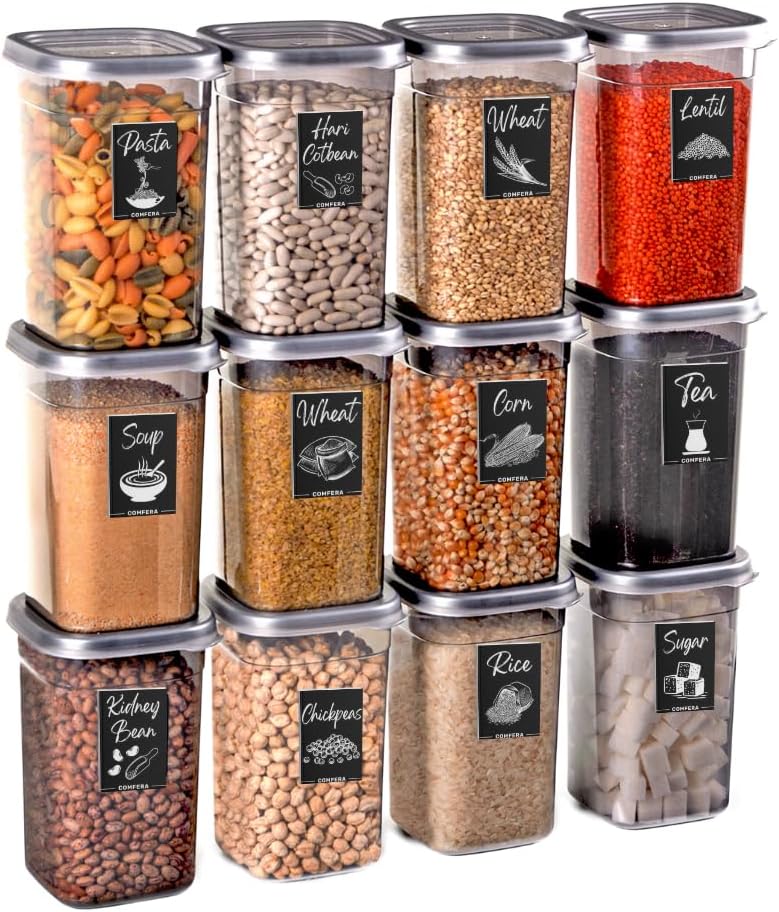 “12-Piece 40 OZ BPA-Free Airtight Food – Food Storage Containers With Lids, Flour, Pantry Storage Includes 20 Reusable Washable Labels, Kitchen Organizer “12-Piece 40 OZ BPA-Free Airtight Food – Food Storage Containers With Lids, Flour, Pantry Storage Includes 20 Reusable Washable Labels, Kitchen Organizer
