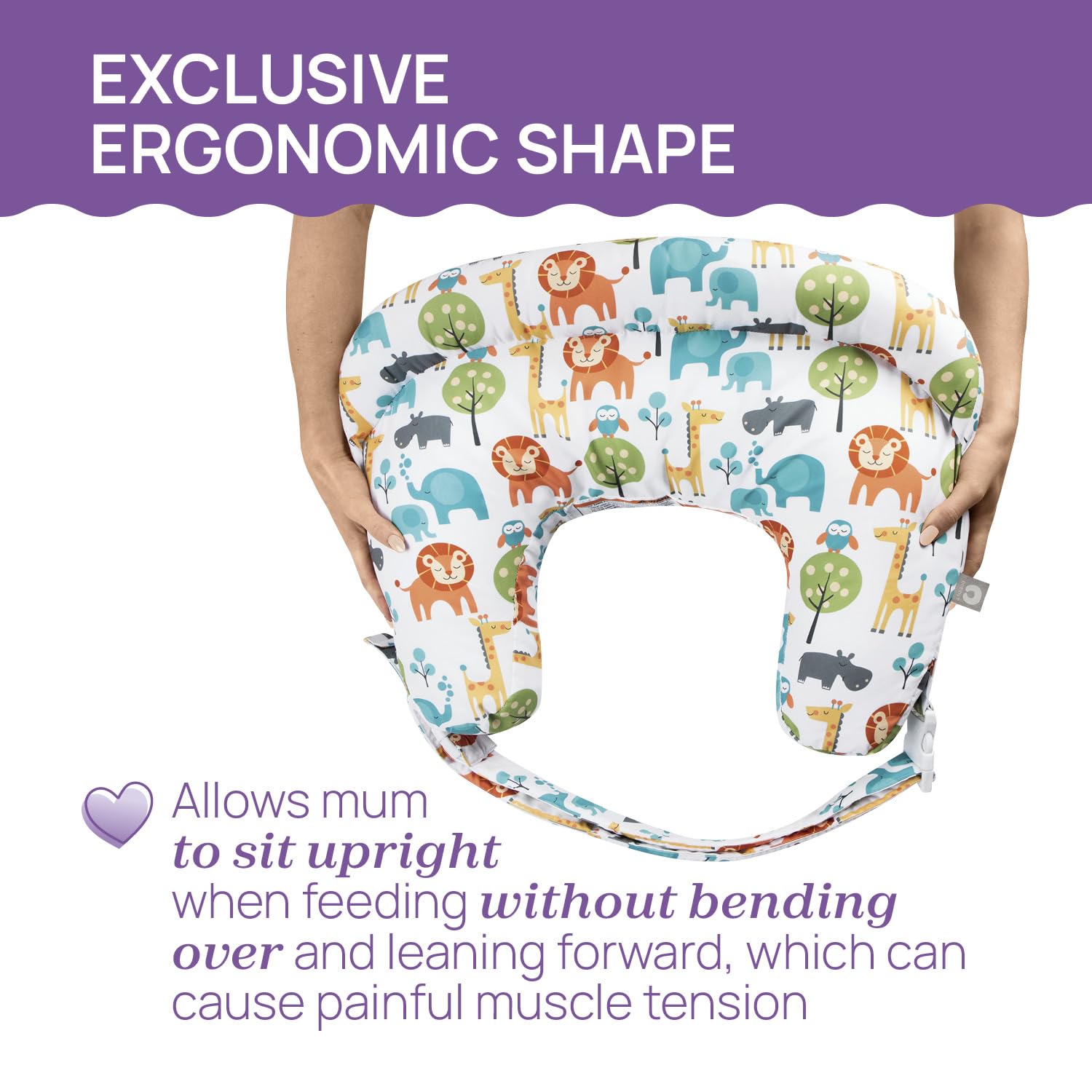 Boppy Cojín Deluxe de Lactancia para Bebés de 0+ Meses, Forma Ergonómica con Soporte para Mamá y Bebé, Soporte Bebé para la Lactancia Materna y con Biberón