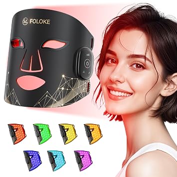 LED Light Therapy Mask Skin Care Mask,Cordless LED Face Mask face, LED Red 6305nm & NIR 830nm Wavelength for Home Use-BLACK