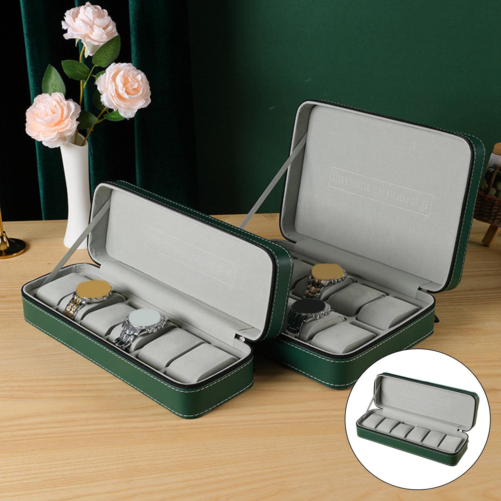 Stojak do przechowywania biżuterii, pudełko na zegarek eleganckie etui z szufladami na zegarki na rękę walizka podróżna Unisex dla dorosłych (Color : 6 Slot)